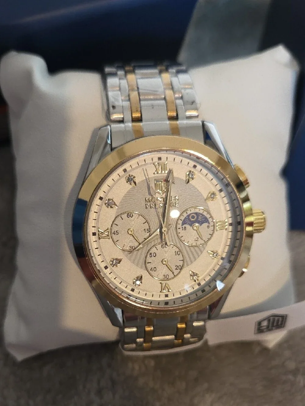 Montres Prestige Mpw-0058 Two-Tone Chronograph Watch - Silver & Gold. New!